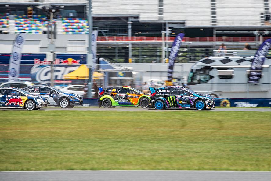 Head Hoonigan Ken Block leads the pack at GRC Daytona