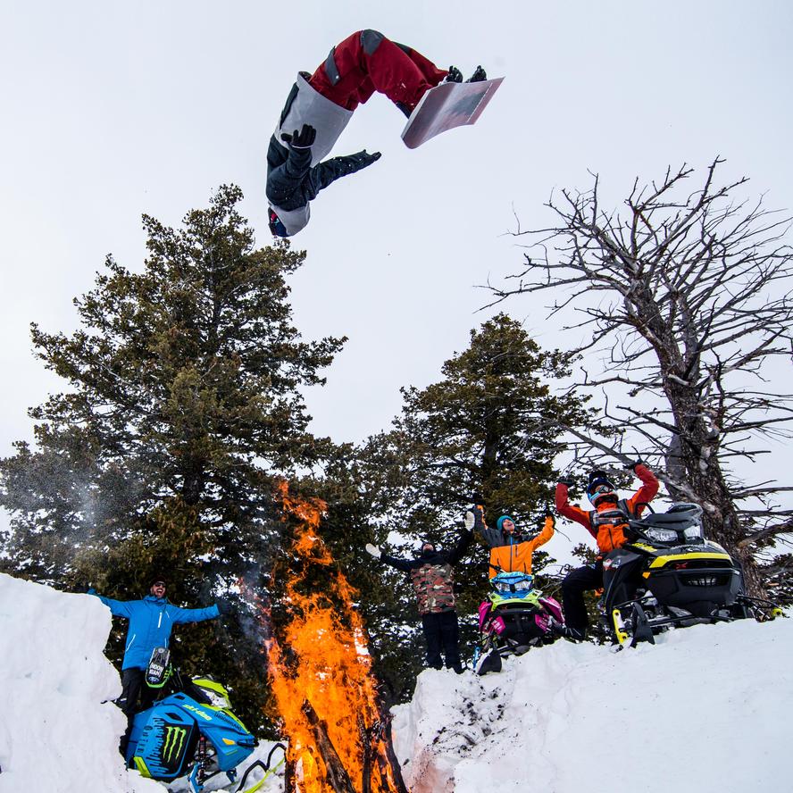 Last winter, Ski-Doo sent the HHIC, Ken Block a few Ski-Doo Freestyles and Summits to use and rip around the mountains of Utah. So, Block invited professional Ski-Doo ambassadors Carl Kuster and Ashley Chaffin out to join him and show him just how hard you can push a sled. And, since Block in-part comes from the snowboarding world, he also made sure to invite a few pals that can snowboard as well: Olympic Gold Medalist Sage Kotesnburg and last season's Rider of the Year, Bode Merrill.