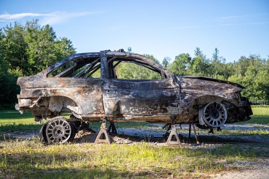 This year’s New England Forest Rally came to an abrupt end for Hoonigan Racing Division's Ken Block and Alex Gelsomino when a mechanical issue lead to a roll and ignited a fire that engulfed the 25 year old, Ford Escort RS Cossie Group A/WRC car. The duo escaped the wreck unharmed but despite their efforts to extinguish the fire, the car was destroyed. RIP, Cossie.