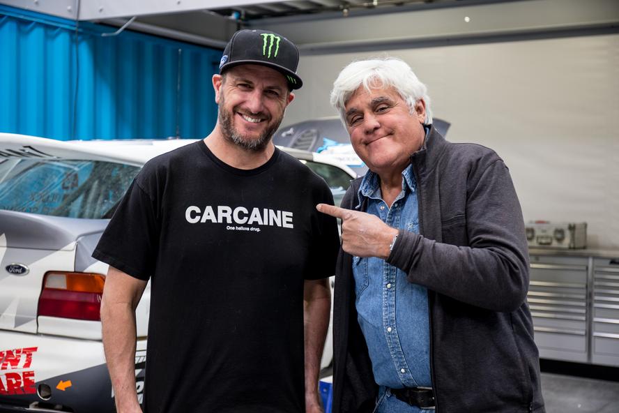 Recently, world-famous late-night host/car enthusiast, Jay Leno, swung by Ken Block’s Hoonigan Racing Division Headquarters in Park City, UT, to talk about one of Block’s favorite subjects: the Ford RS200 Group B car! The visit was a part of Leno’s Jay Leno’s Garage show on CNBC.